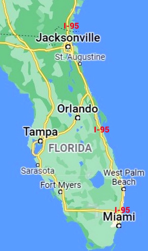 Map of Florida portion of Interstate 95 | FWS.gov